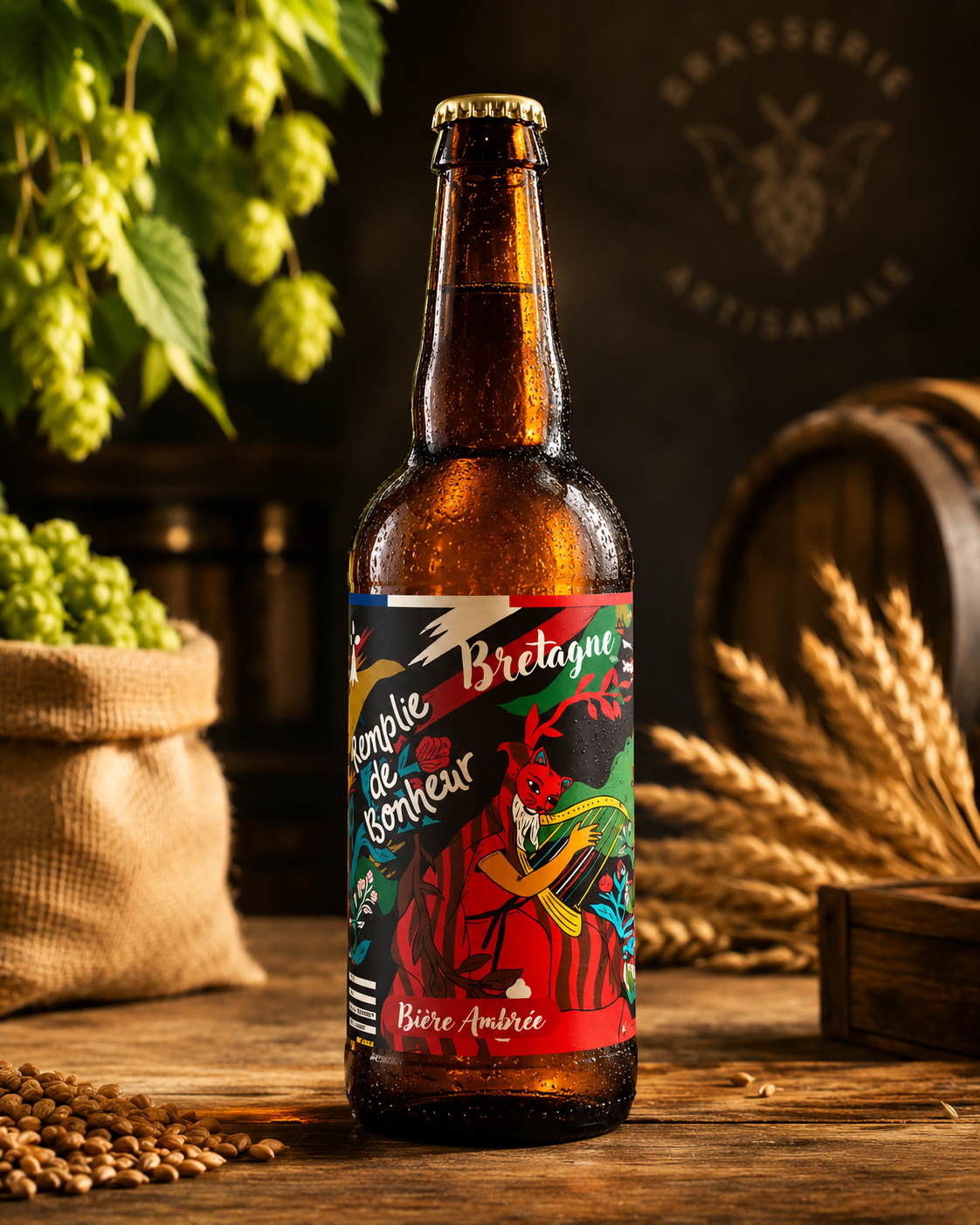 Bière Ambrée "Remplie de Bonheur" 75cl